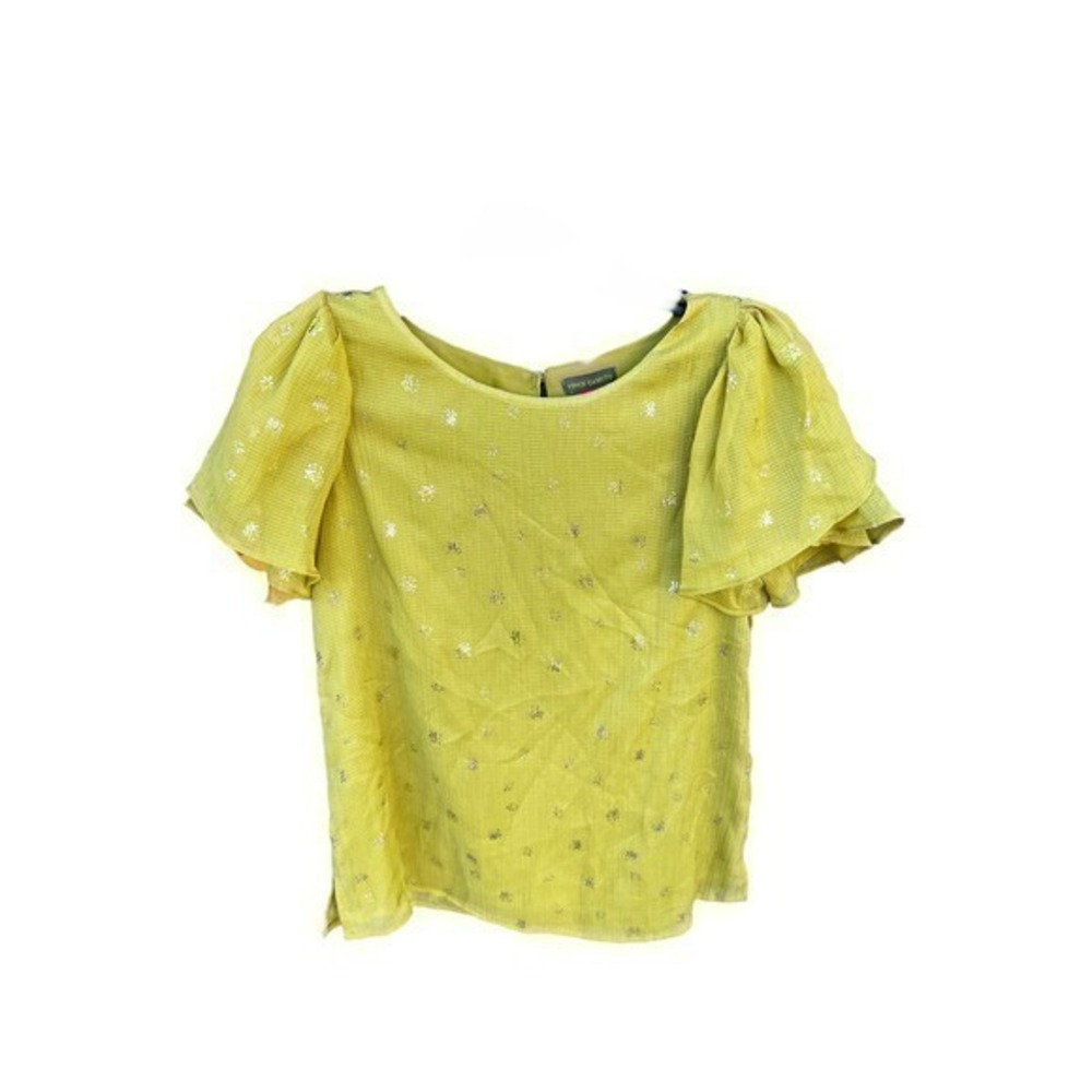 Vince flutter bell sleeve foiled Avacado
